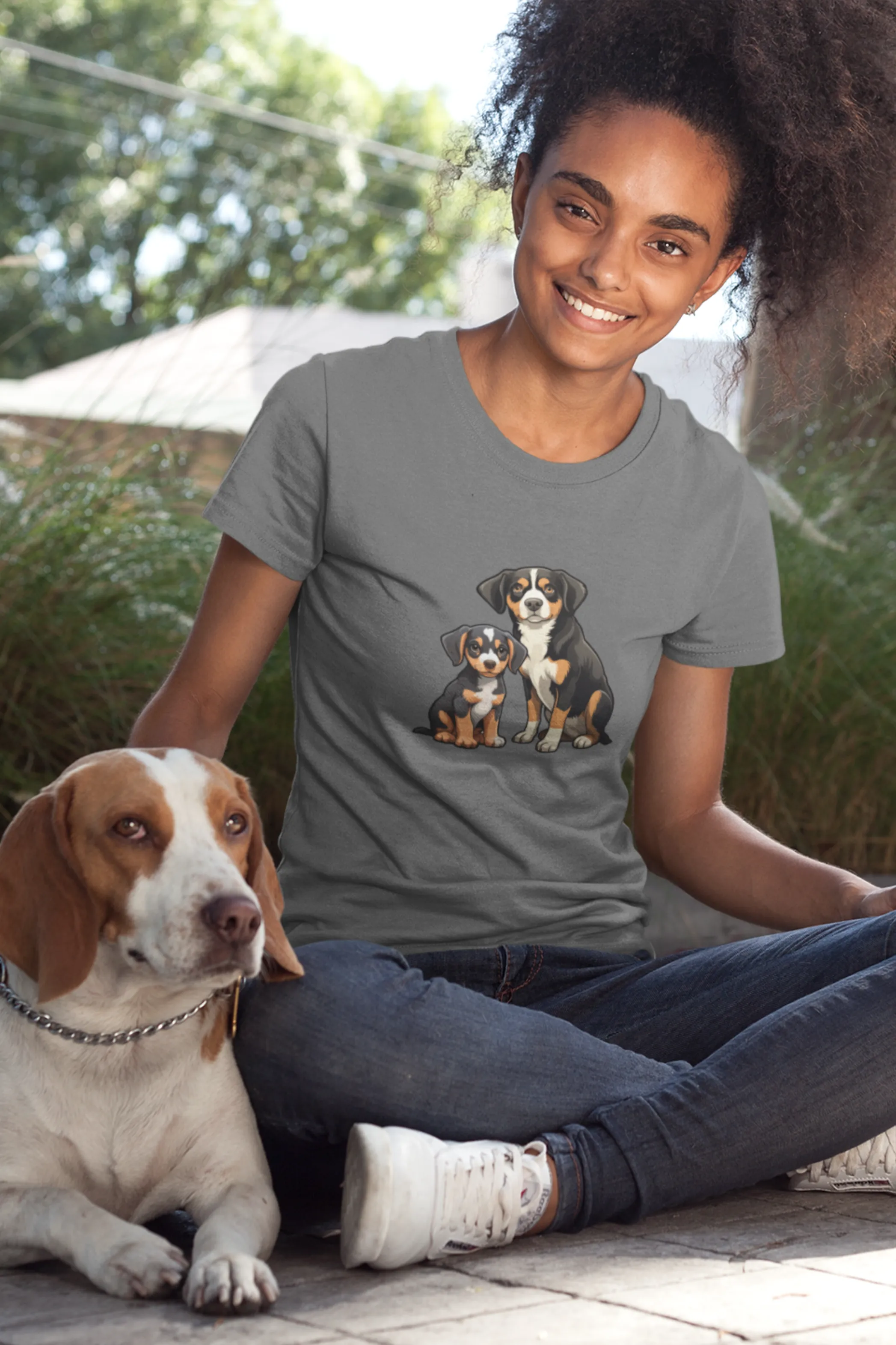 Puppy And Dog Printed T-shirt for women