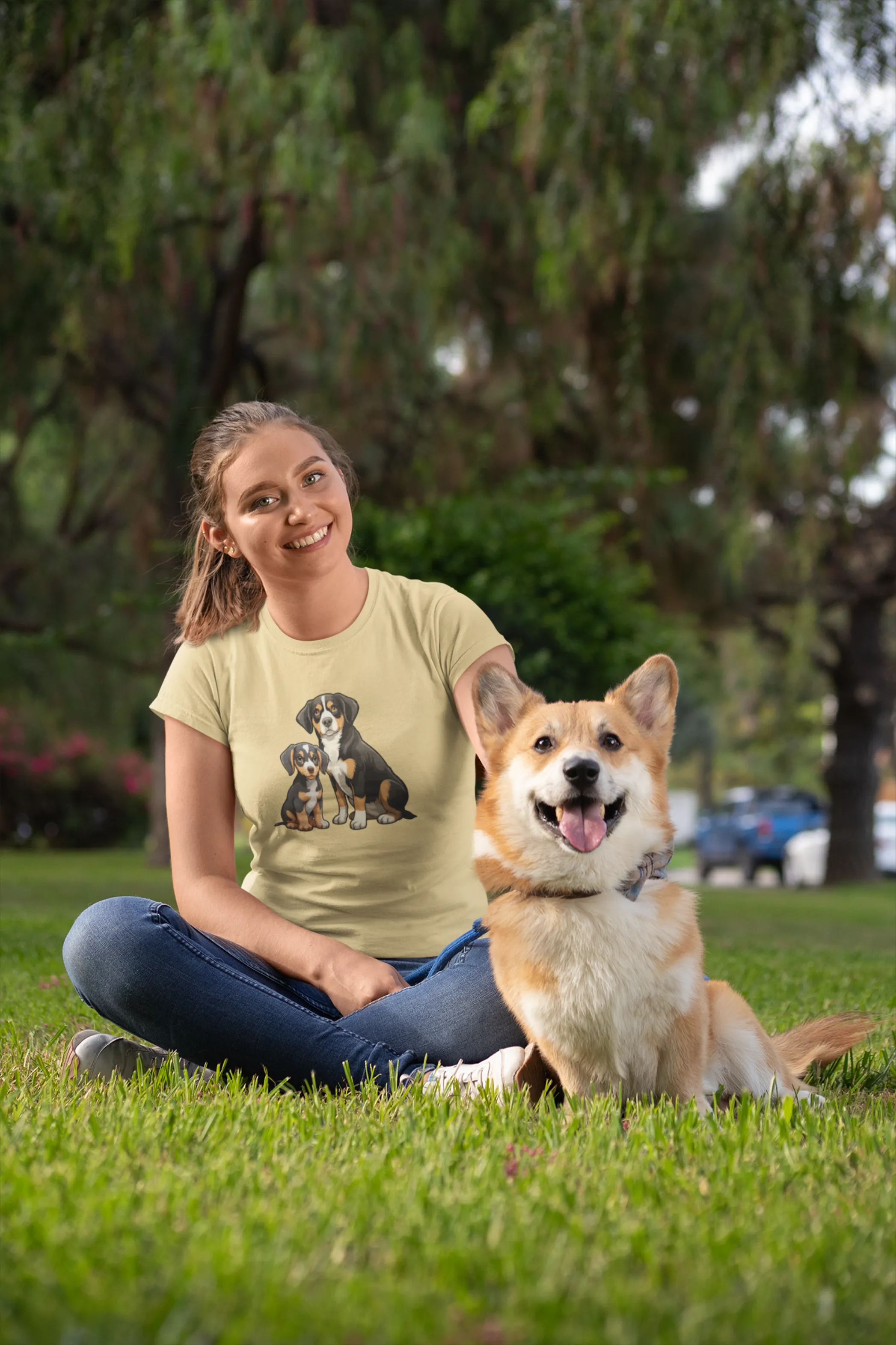 Puppy And Dog Printed T-shirt for women