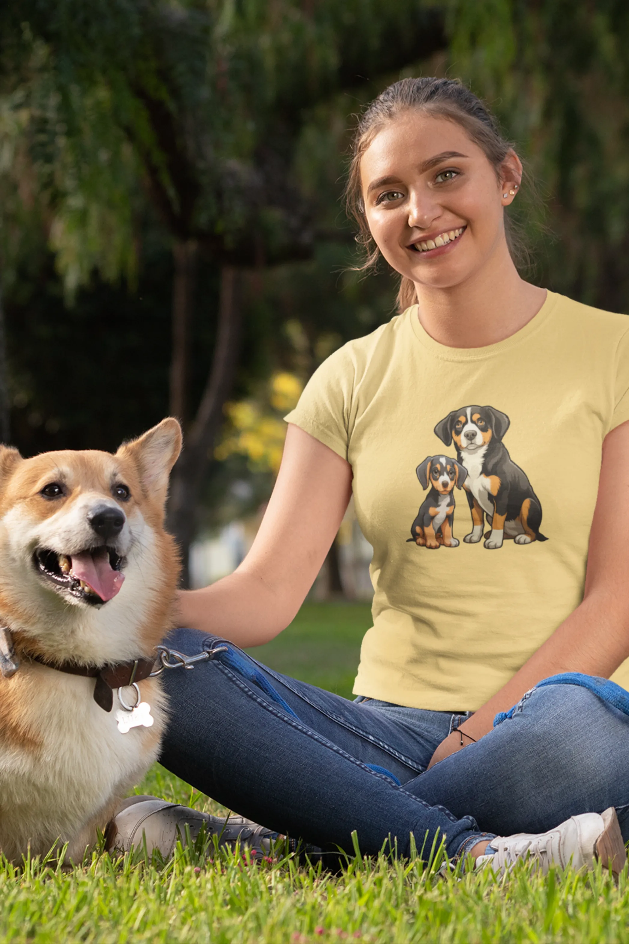 Puppy And Dog Printed T-shirt for women