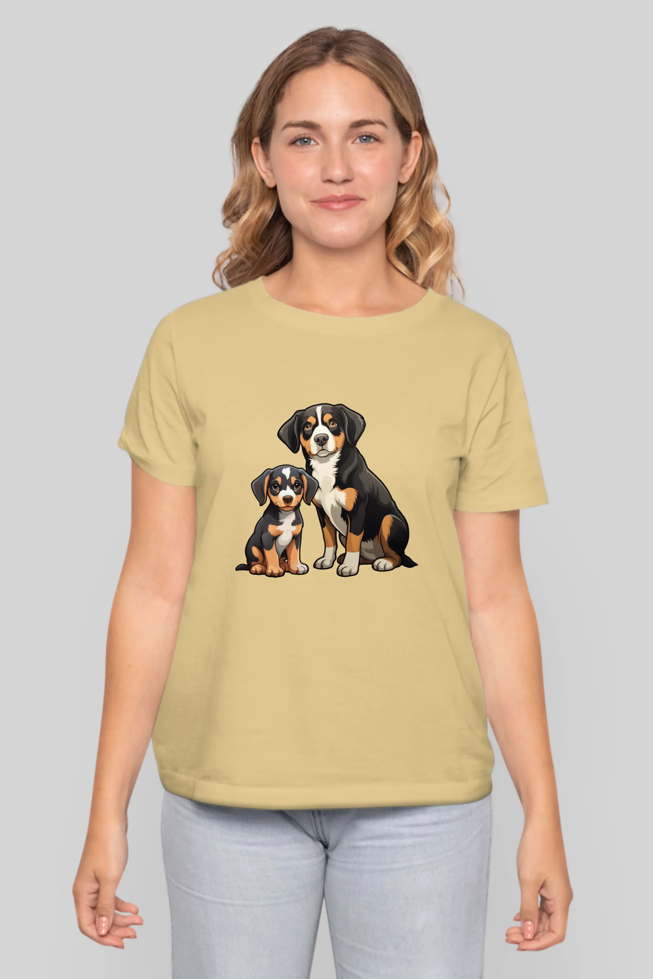 Puppy And Dog Printed T-shirt for women