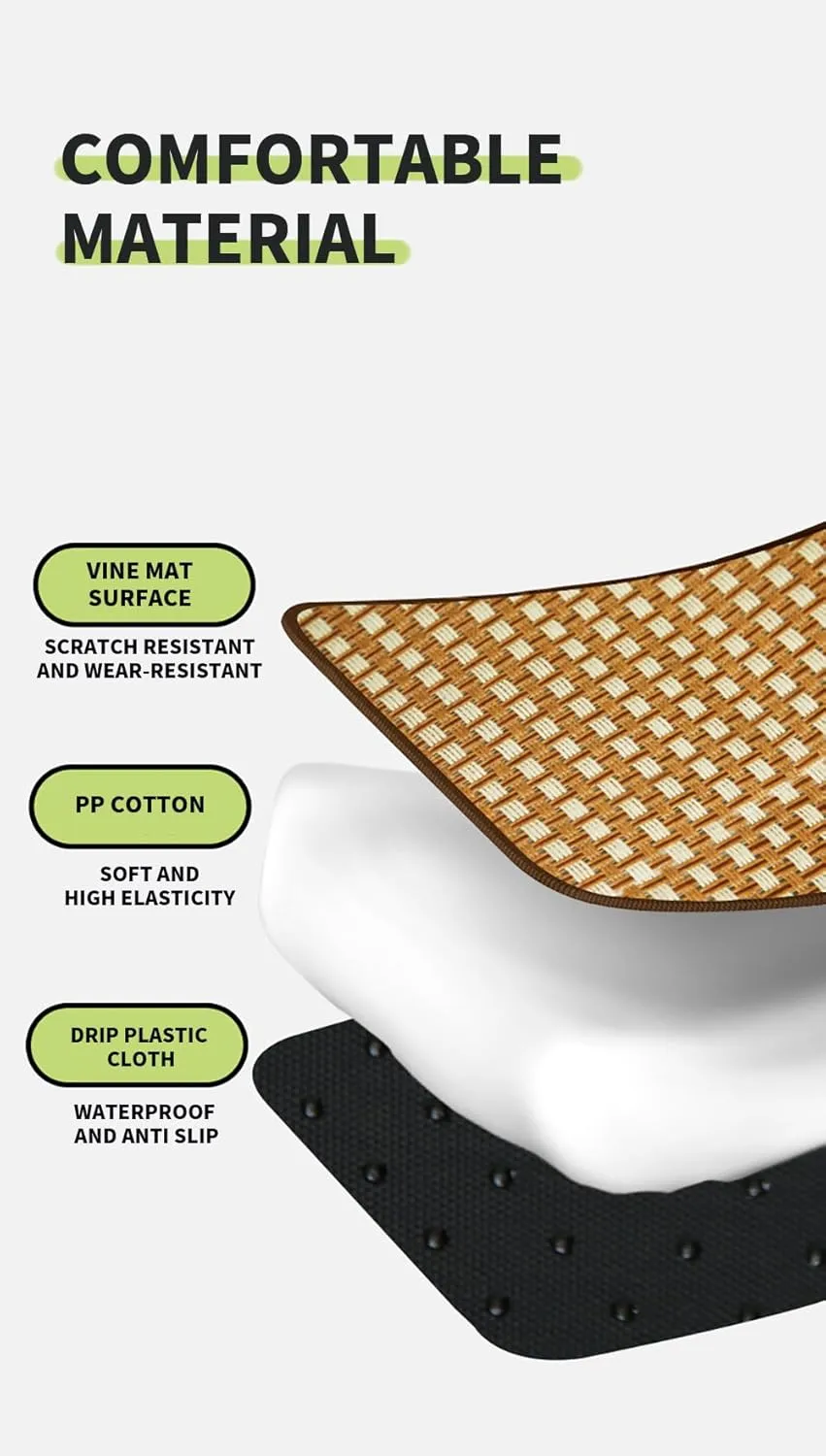 Self Cooling Mat for Dog Cat,Summer Bamboo Rattan Woven Sleeping Rest Mats for Pets,Breathable Pet Cooling Cushion for Indoor Outdoor Car Seats Beds (Brown, L)