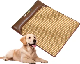 Self Cooling Mat for Dog Cat,Summer Bamboo Rattan Woven Sleeping Rest Mats for Pets,Breathable Pet Cooling Cushion for Indoor Outdoor Car Seats Beds (Brown, L)