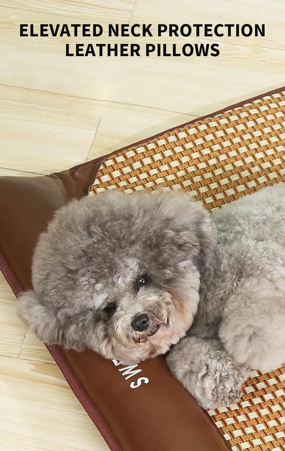 Self Cooling Mat for Dog Cat,Summer Bamboo Rattan Woven Sleeping Rest Mats for Pets,Breathable Pet Cooling Cushion for Indoor Outdoor Car Seats Beds (Brown, L)