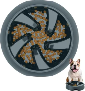 Slow Feeder Dog Bowls Bulldogs Medium Breed 2 Cup, Flat Face Large Frenchie English Bulldog Slow Feeder Bowl Short Snout, Shallow Slow Eating Maze for Fast Eater,BPA Free (Blue Gray)