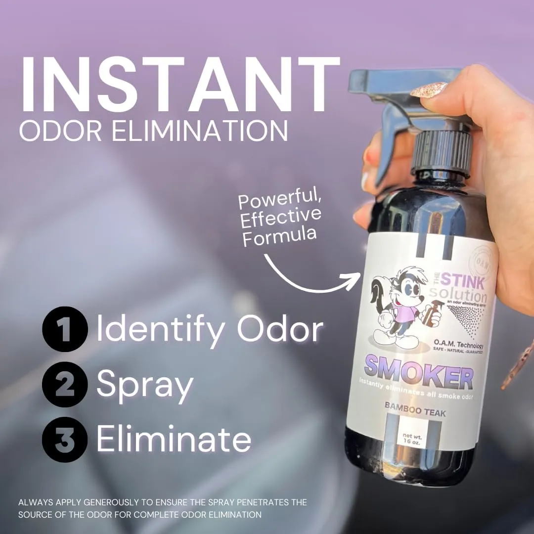 Smoke Odor Eliminator Spray - Completely Remove Smoke Smell From House, Car, Clothes, Hands, Hair, & More - Best Odor Eliminator For Smoke - Bamboo Teak Fragrance - 1 Gallon