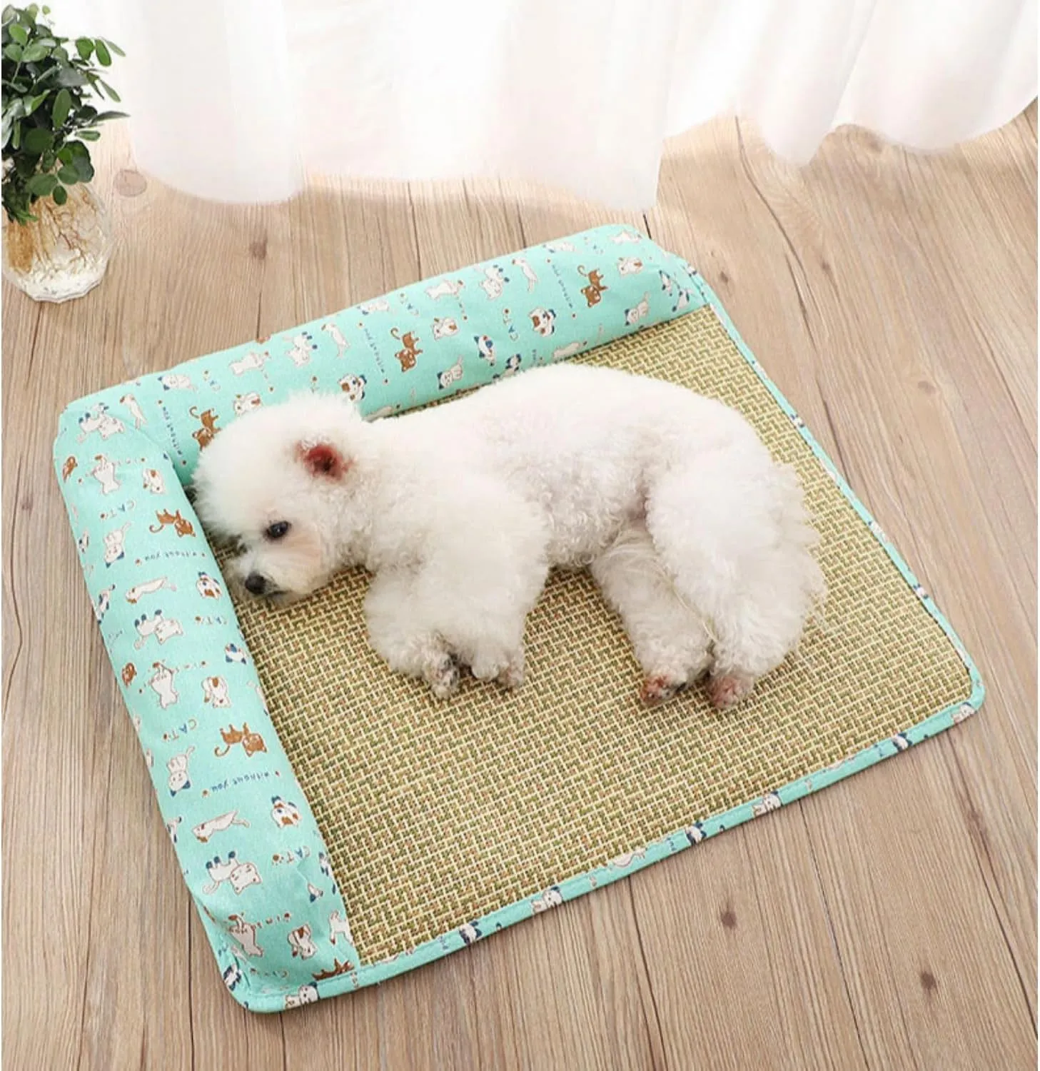 Summer Cooling Mat,Cooling Mat Self Cool Pad Seats Summer Bamboo Rattan Woven Sleeping Rest Mats,Pets Sleeping Rattan Pad for Dog and Cat, Sleeping Pad & Cool Bed (D,M-21 * 17 Inch,1 Side)
