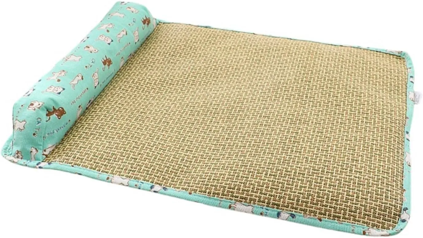 Summer Cooling Mat,Cooling Mat Self Cool Pad Seats Summer Bamboo Rattan Woven Sleeping Rest Mats,Pets Sleeping Rattan Pad for Dog and Cat, Sleeping Pad & Cool Bed (D,M-21 * 17 Inch,1 Side)