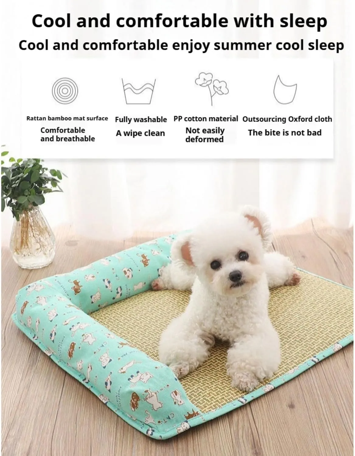 Summer Cooling Mat,Cooling Mat Self Cool Pad Seats Summer Bamboo Rattan Woven Sleeping Rest Mats,Pets Sleeping Rattan Pad for Dog and Cat, Sleeping Pad & Cool Bed (D,M-21 * 17 Inch,1 Side)