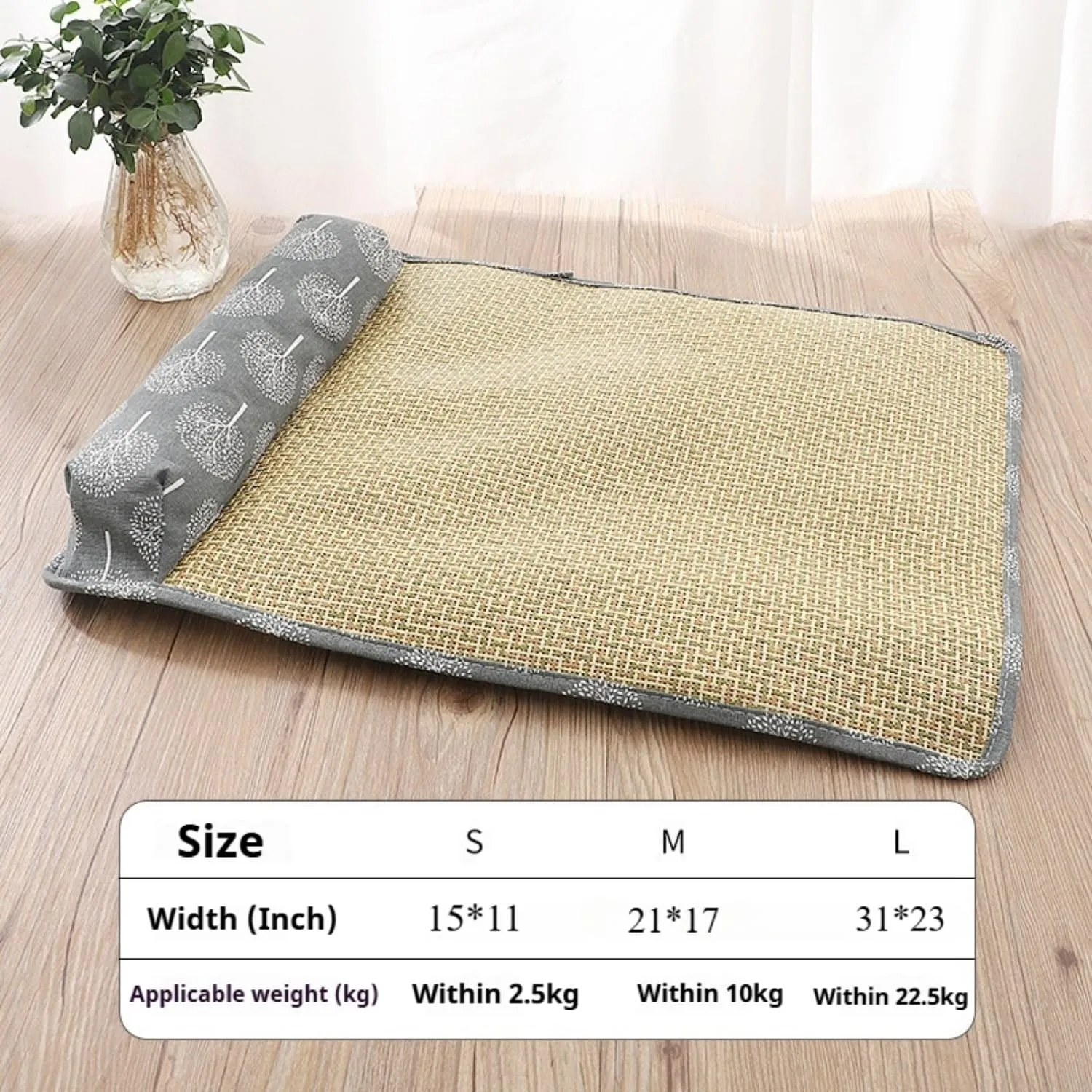 Summer Cooling Mat,Cooling Mat Self Cool Pad Seats Summer Bamboo Rattan Woven Sleeping Rest Mats,Pets Sleeping Rattan Pad for Dog and Cat, Sleeping Pad & Cool Bed (D,M-21 * 17 Inch,1 Side)