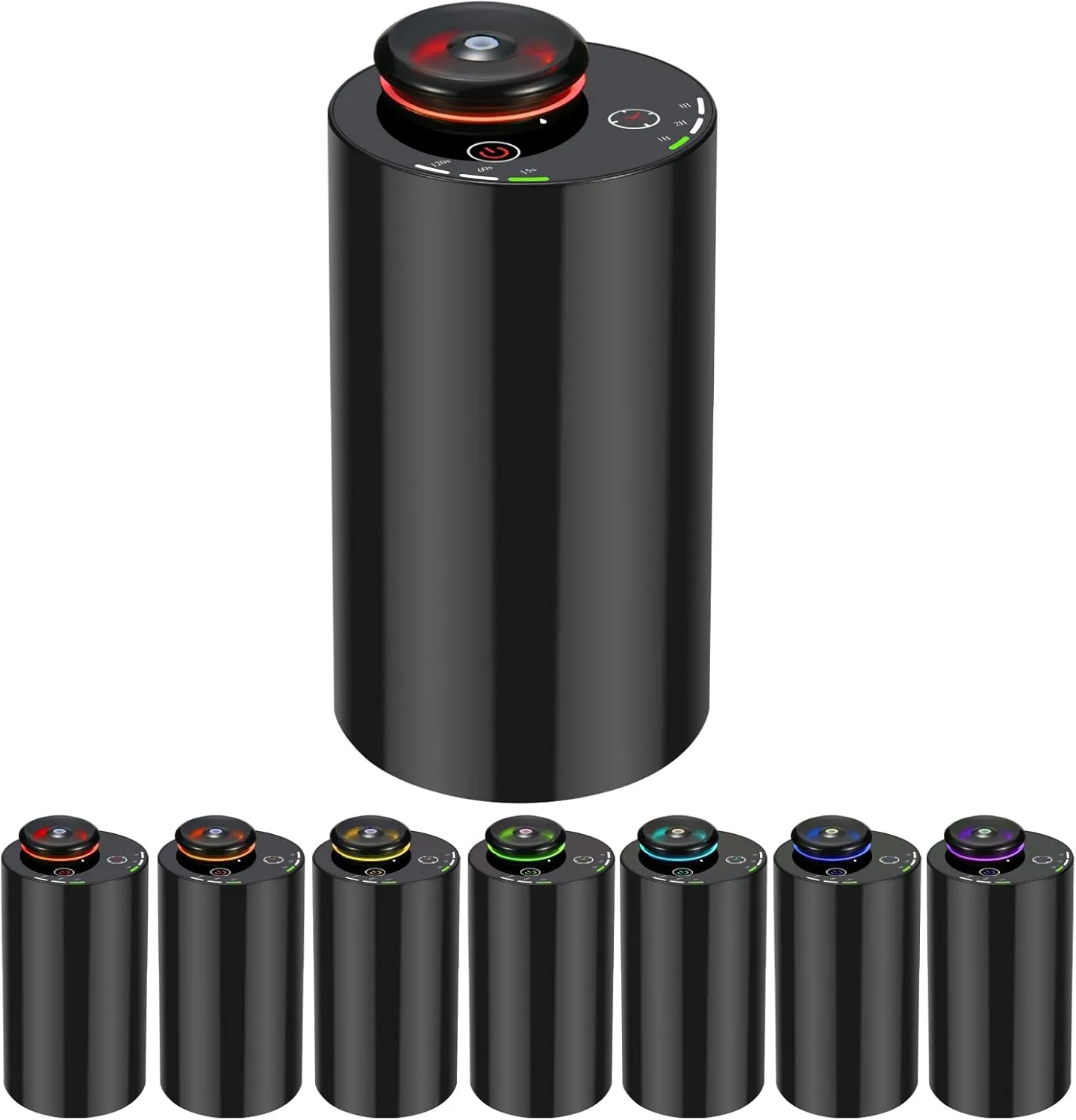 Waterless Diffuser for Essential Oil Nebulizer Battery Operated with 3 Mist Modes, 4 Timers, 7-Color LED  Aromatherapy Diffuser, Car Air Freshener Diffuser for Home Hotel Office (Black)