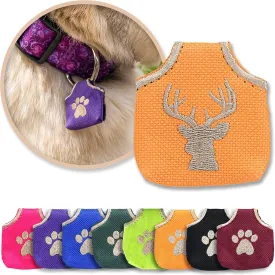 Woofhoofs Dog Tag Silencer, Quiets Dog ID Tags, for Dogs and Cats, Orange Deer Head, 1.75 x 1.75 x .25