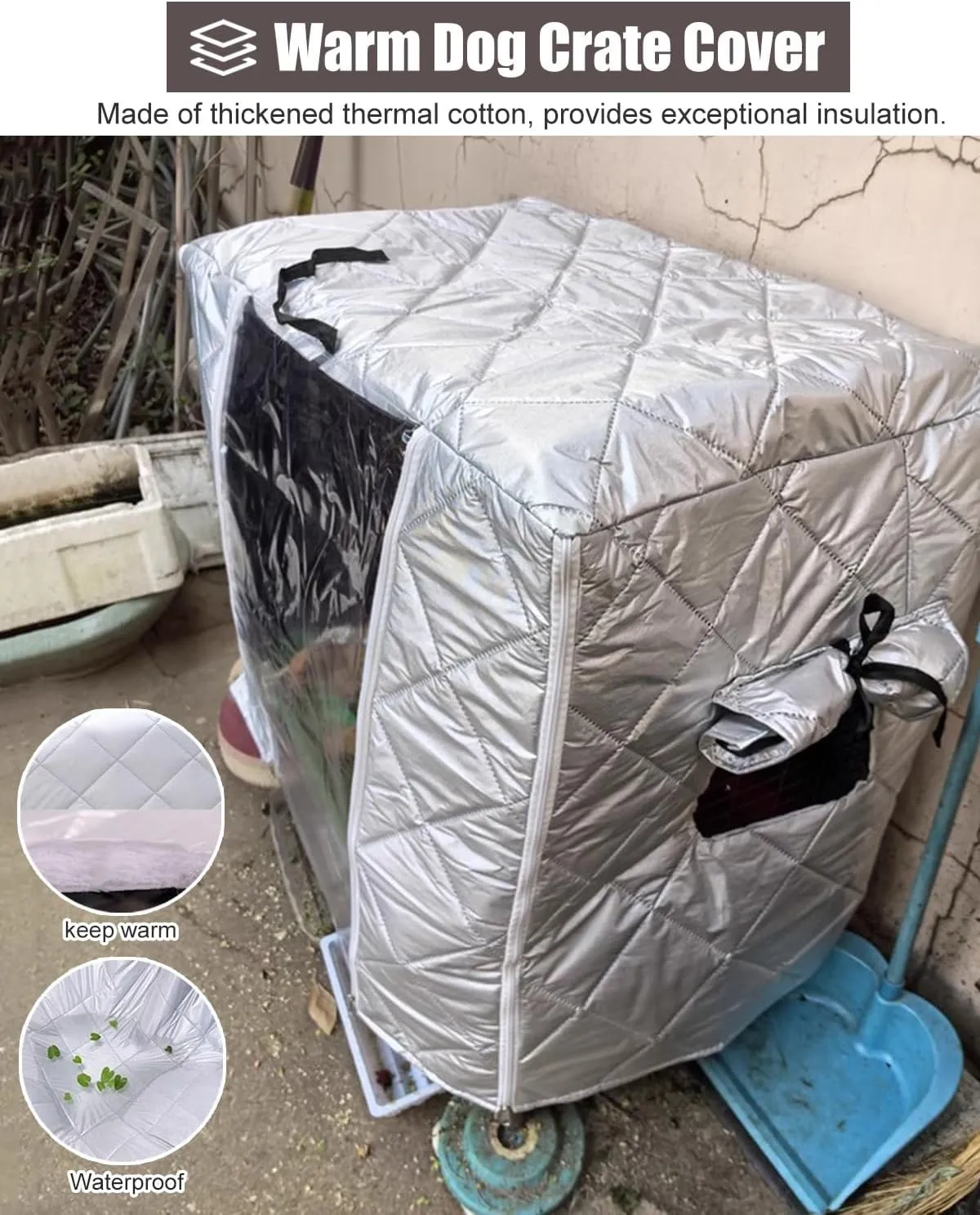 ZIMGOD Winter Dog Crate Cover with Clear Door & Window, Dog Cage Insulated Cover to Keep Warm, Cold Weather Kennel Cover, Warm Breathable Chicken Coop Cover(60x40x40cm (23.6x15.8x15.8in))