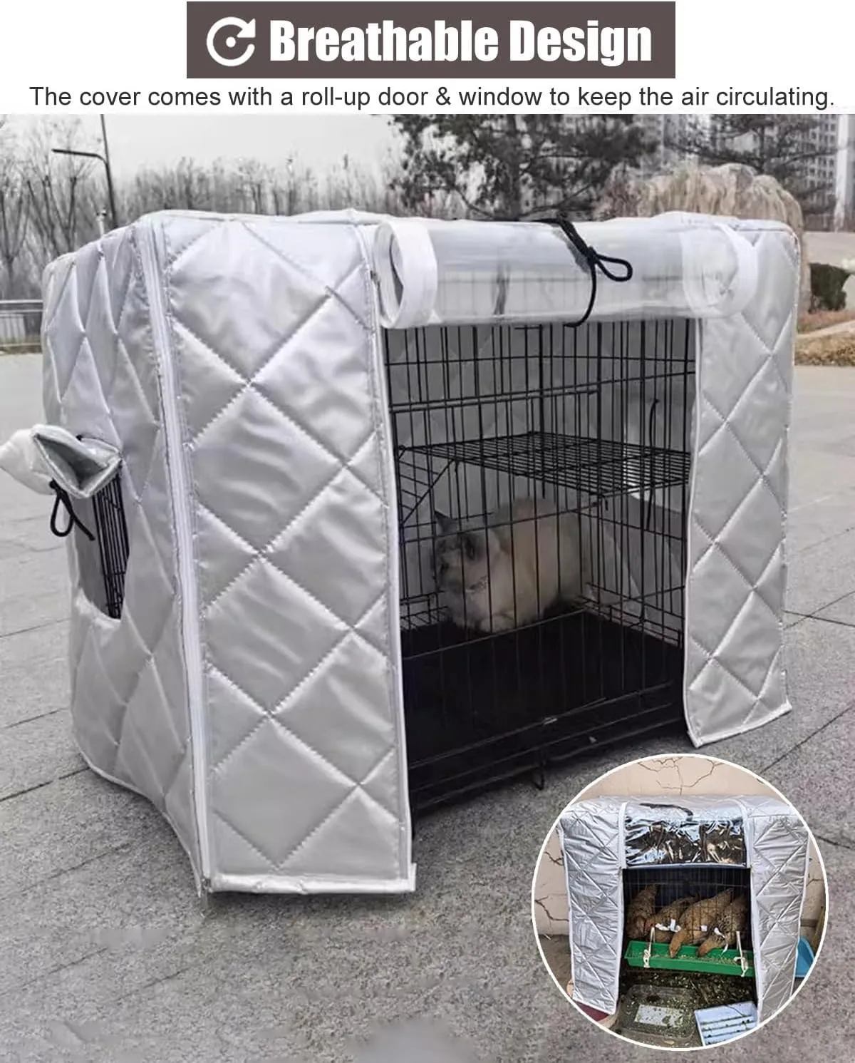 ZIMGOD Winter Dog Crate Cover with Clear Door & Window, Dog Cage Insulated Cover to Keep Warm, Cold Weather Kennel Cover, Warm Breathable Chicken Coop Cover(60x40x40cm (23.6x15.8x15.8in))