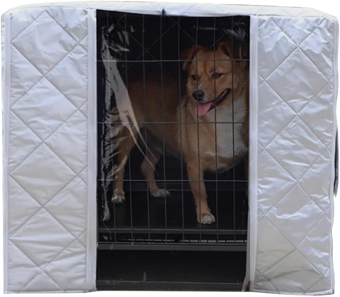 ZIMGOD Winter Dog Crate Cover with Clear Door & Window, Dog Cage Insulated Cover to Keep Warm, Cold Weather Kennel Cover, Warm Breathable Chicken Coop Cover(60x40x40cm (23.6x15.8x15.8in))