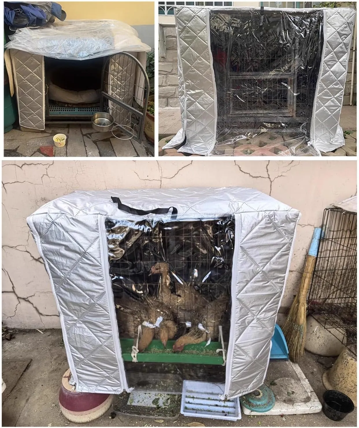 ZIMGOD Winter Dog Crate Cover with Clear Door & Window, Dog Cage Insulated Cover to Keep Warm, Cold Weather Kennel Cover, Warm Breathable Chicken Coop Cover(60x40x40cm (23.6x15.8x15.8in))